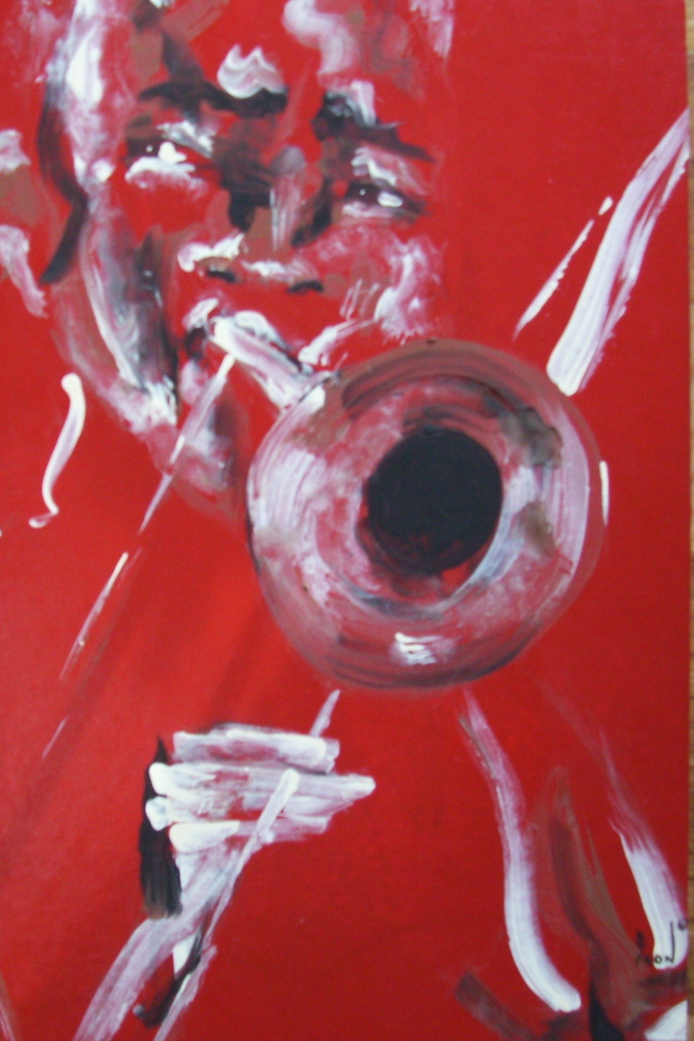 Red Trombonist 12" x 7.5" Print
