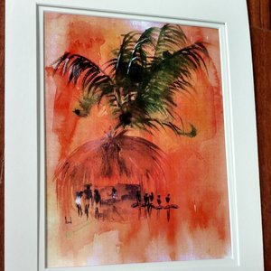Trinidadian Scene 11" x 14"  Matted Print