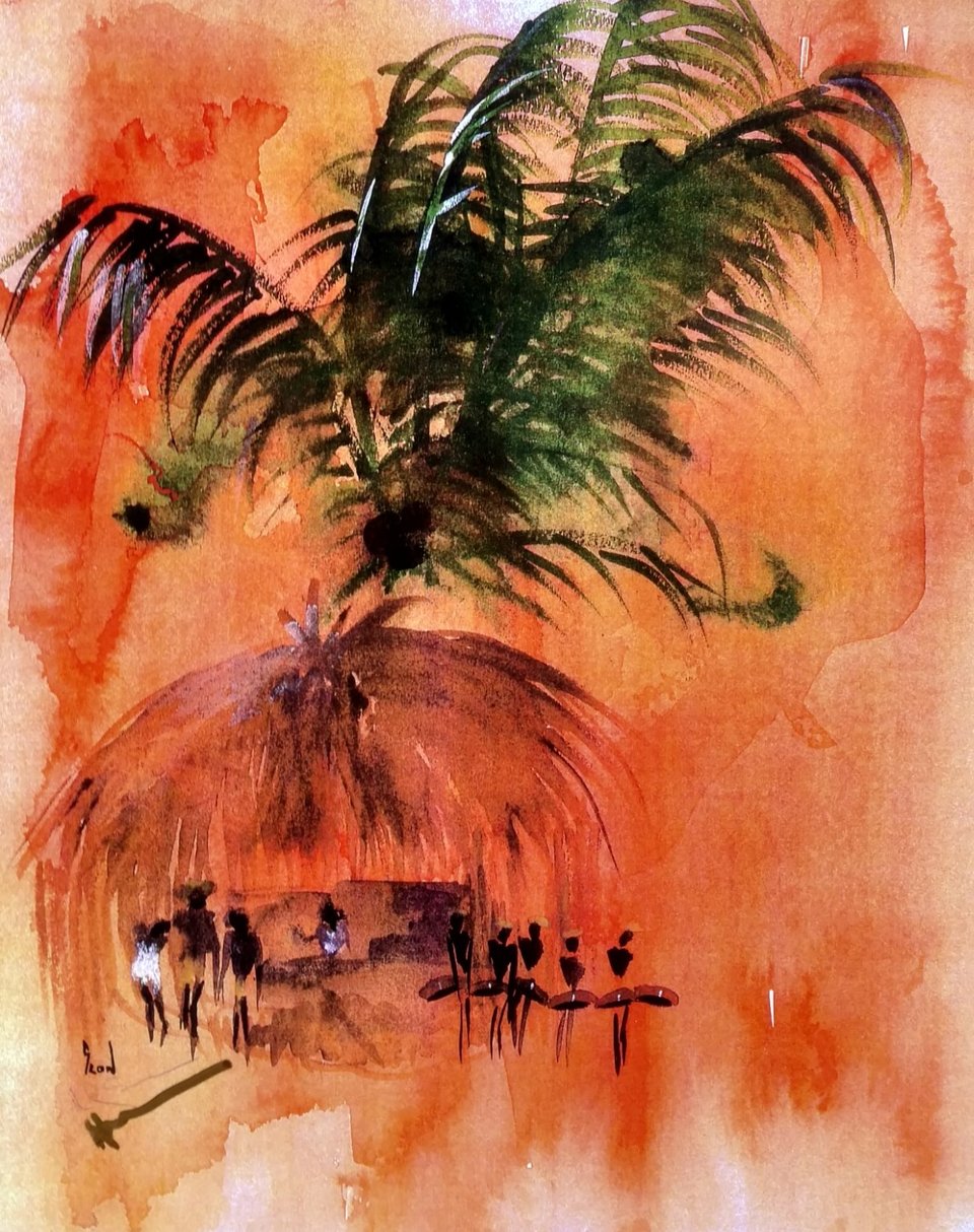 Trinidadian Scene 11" x 14"  Matted Print