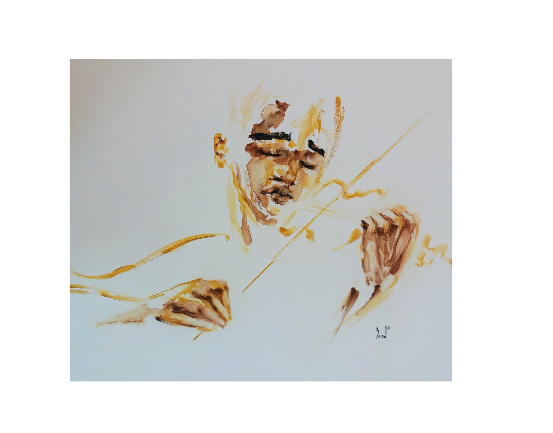 Violinist - 16" x 20" Watercolor Original