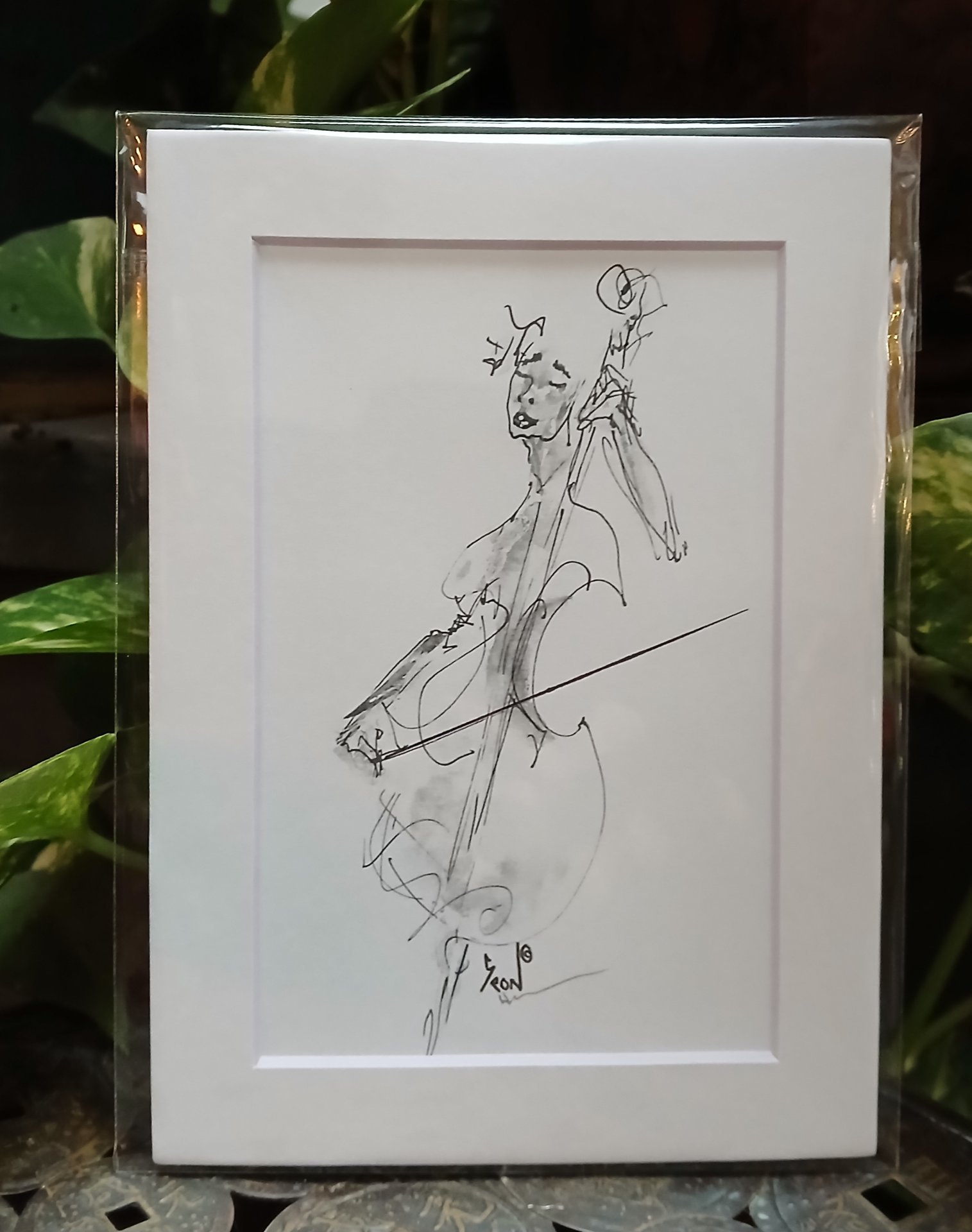 Lined Abstracted Bass Player