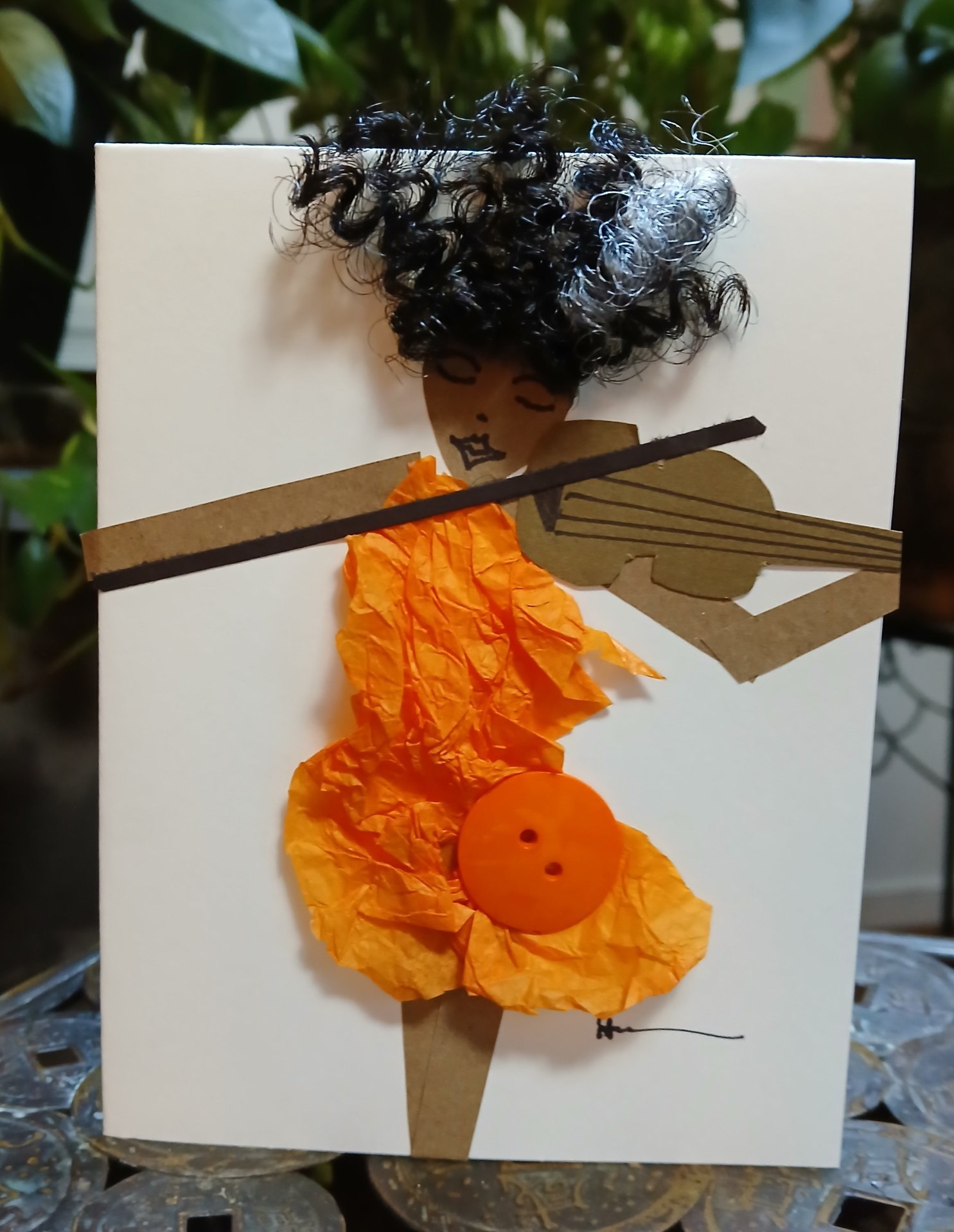 Orange Violin Florals