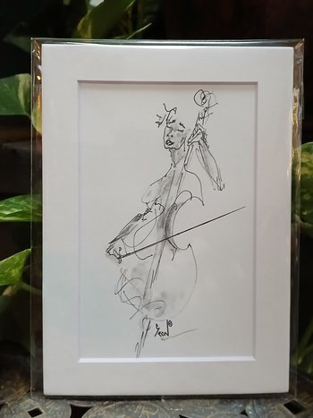 Lined Abstracted Bass Player