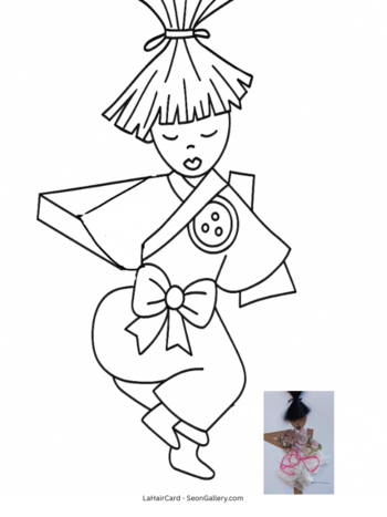 Pink & White Kimono Coloring Page